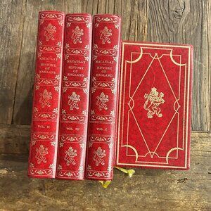 Vintage Set of Lord Macaulay's The History of England 1967 Red Gilt Elaborate